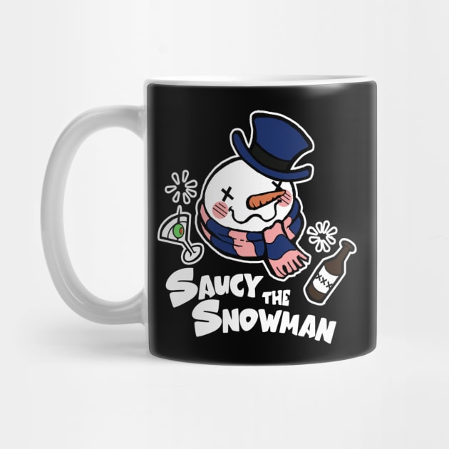 Saucy The Snowman - Frosty Humor - White Outlined, Color Version 1 by Nat Ewert Art